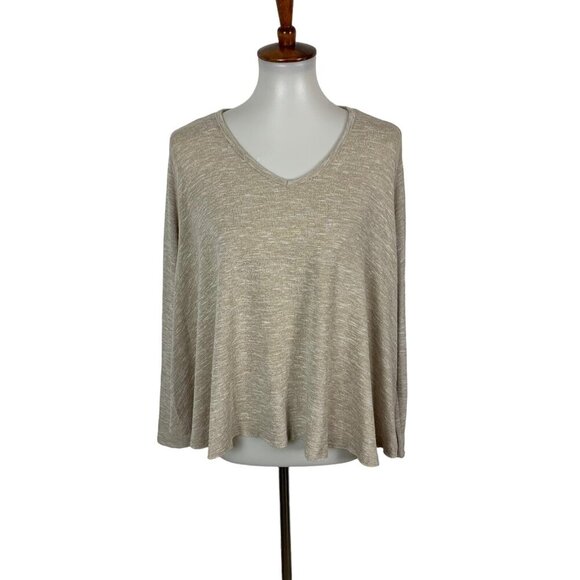 We The Free Beige Slouchy V Neck Knit Pullover Lightweight Top XS - Picture 1 of 6
